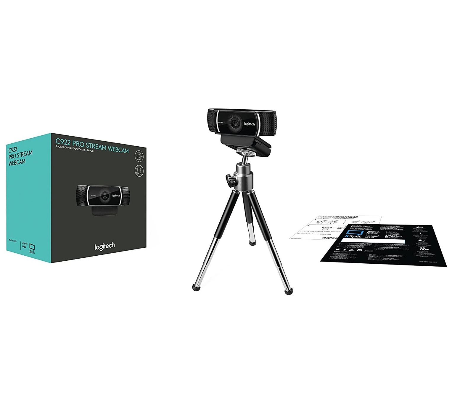 Nat sted rygrad Kong Lear Logitech C922 Pro Stream Webcam with Tripod and Mounting Clip - QVC.com