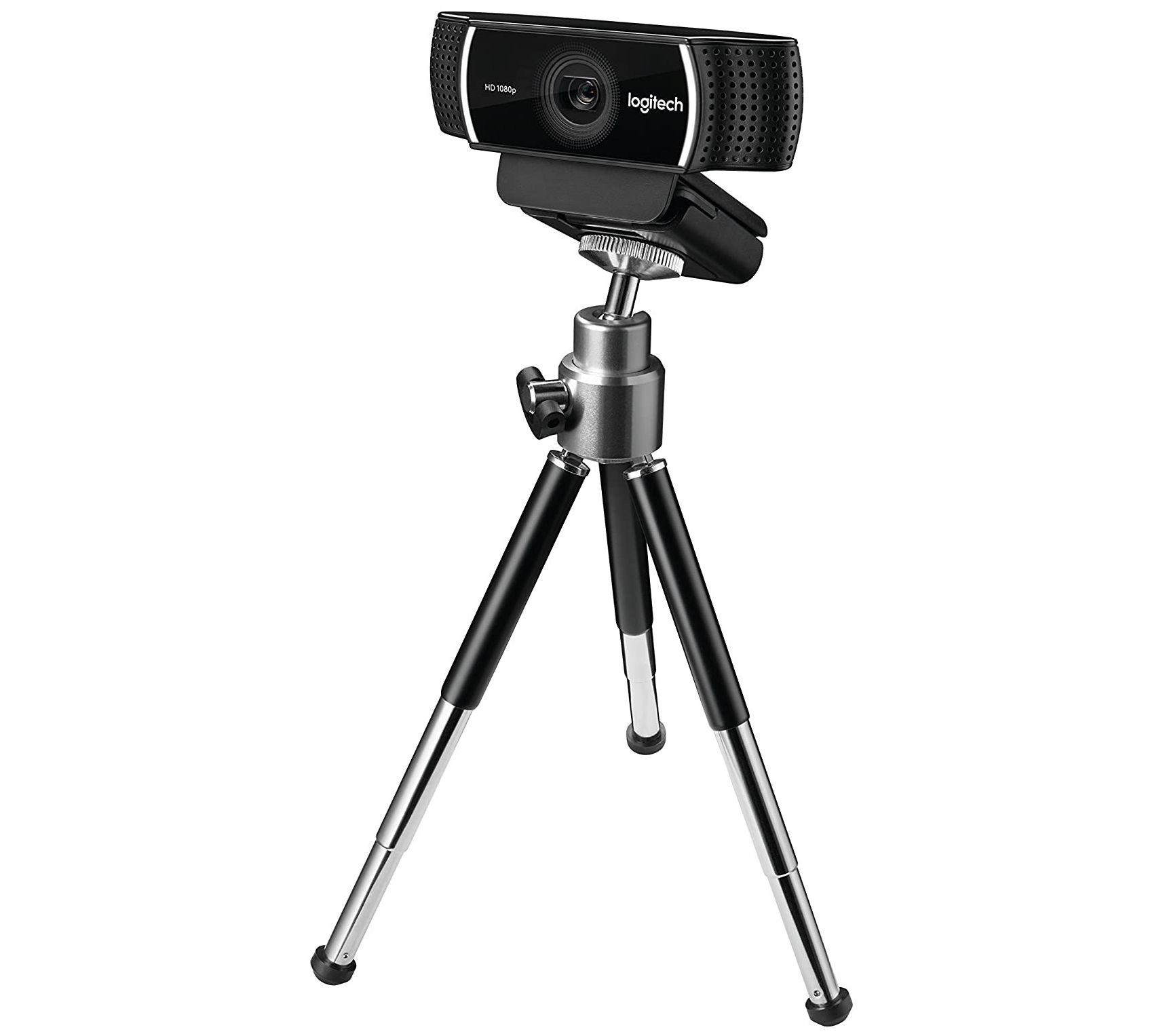 Logitech C922 Pro Webcam with Tripod and Mounting Clip - QVC.com