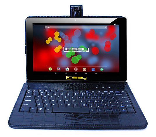 LINSAY 10" IPS Android 12 Tablet w/ Crocodile Keyboard