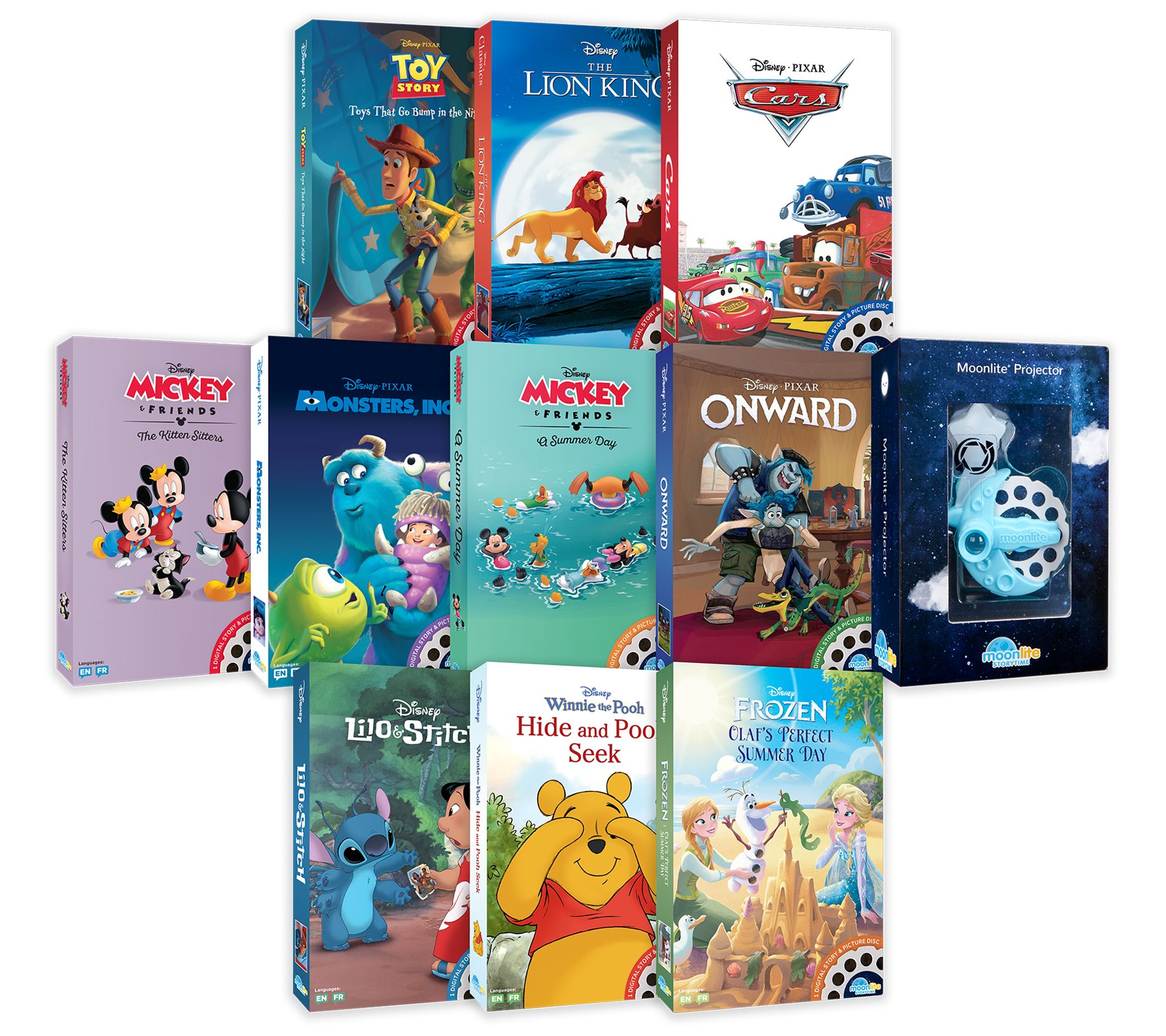 Moonlite Storytime Universal Phone Projector with 10-Book Bundle