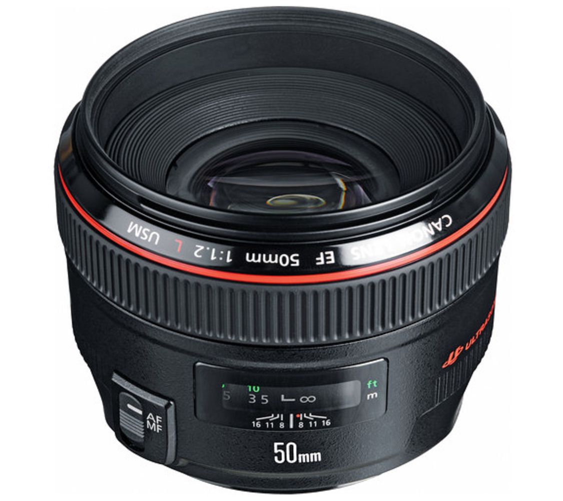 Canon EF 50mm f/1.2L USM Telephoto Lens with Ca se and Hood