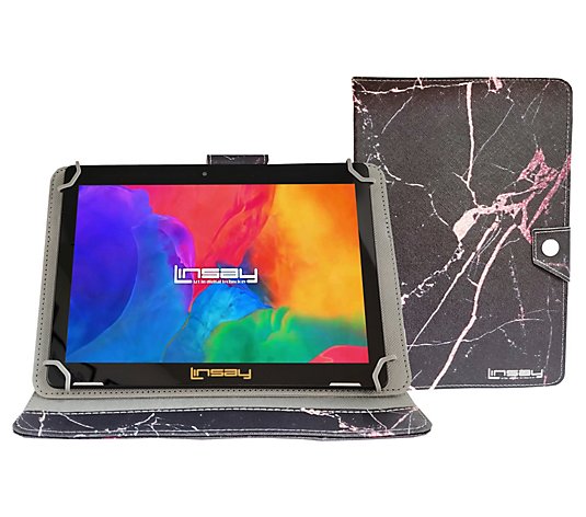 LINSAY 10" IPS Android 12 Tablet w/ Marble Case