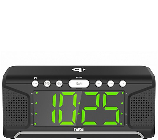Naxa Dual Alarm Clock with Qi Wireless ChargingFunction