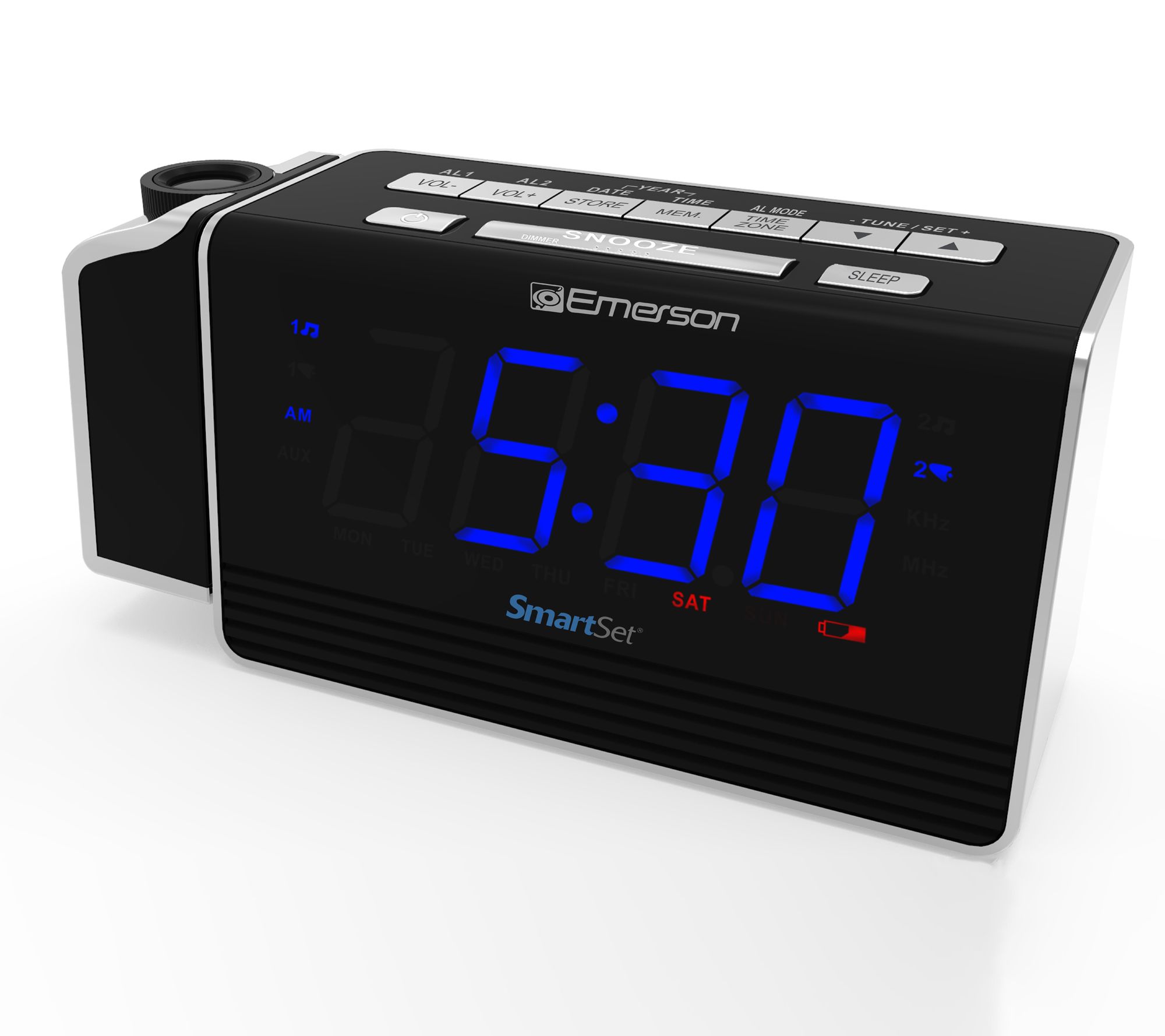 Emerson SmartSet Projection Alarm Clock Radio with USB Port - QVC.com