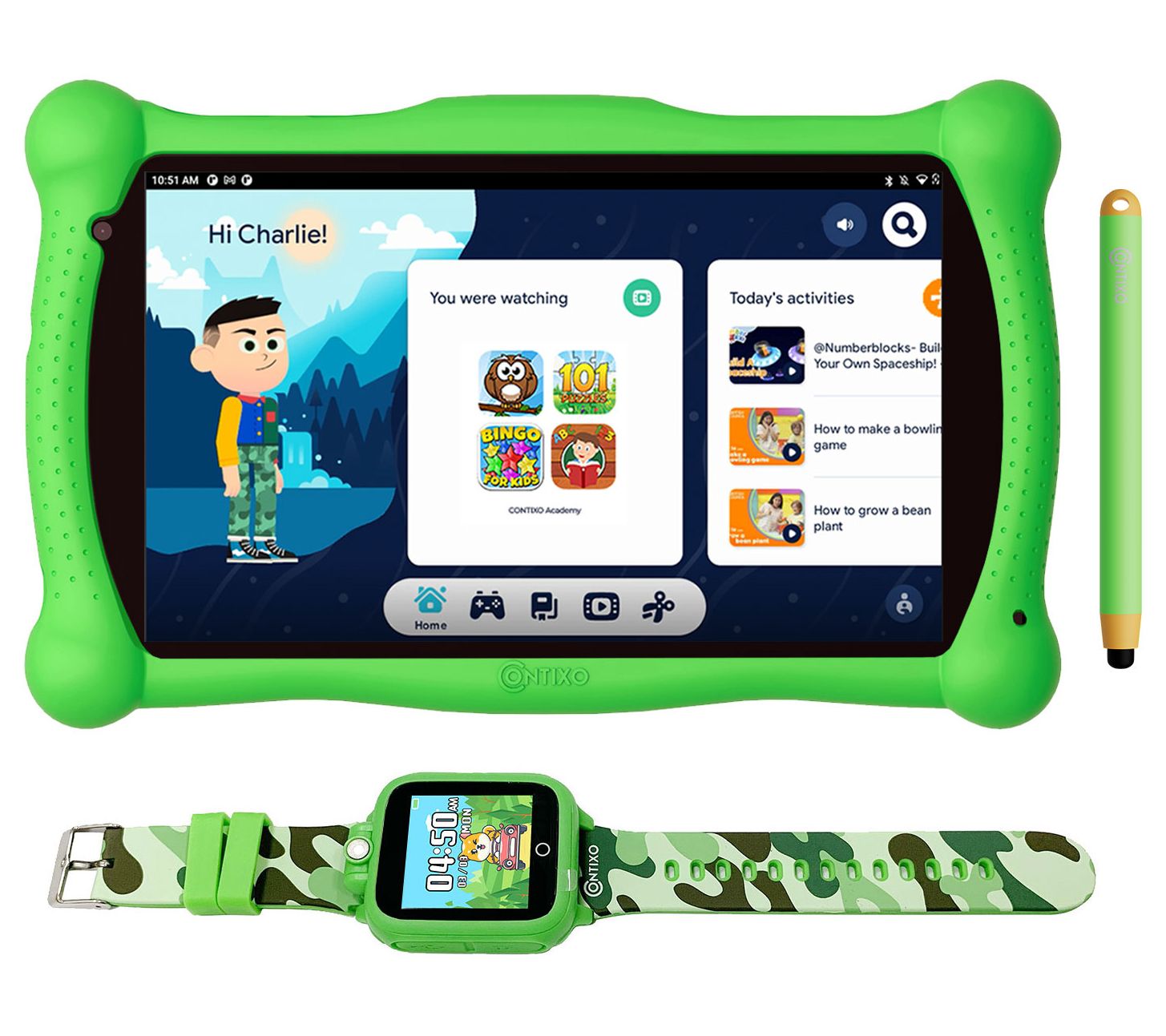 Contixo 7" 16GB Kids Tablet w/ Stylus &Smartwatch