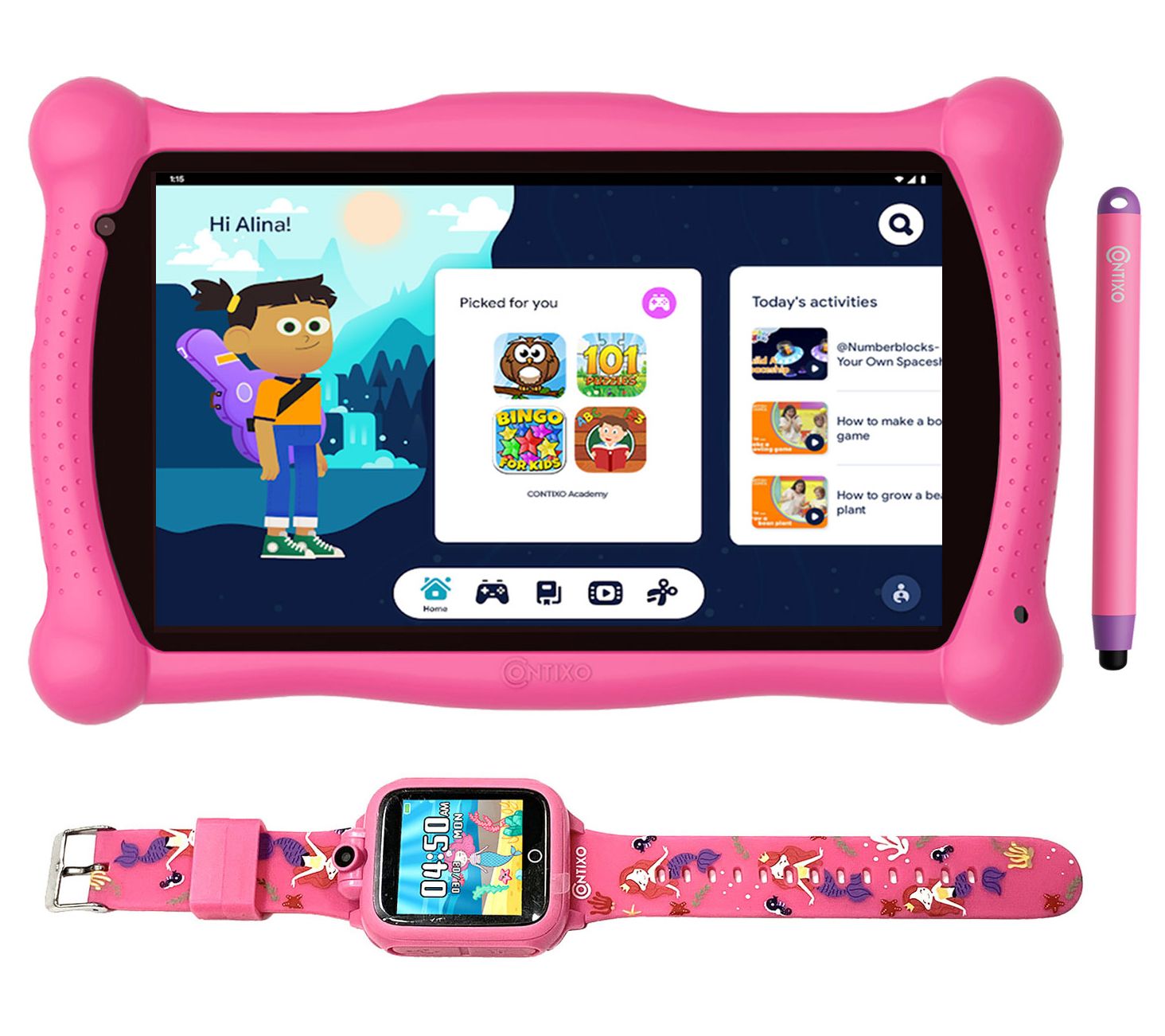 Contixo 7" 16GB Kids Tablet w/ Stylus &Smartwatch