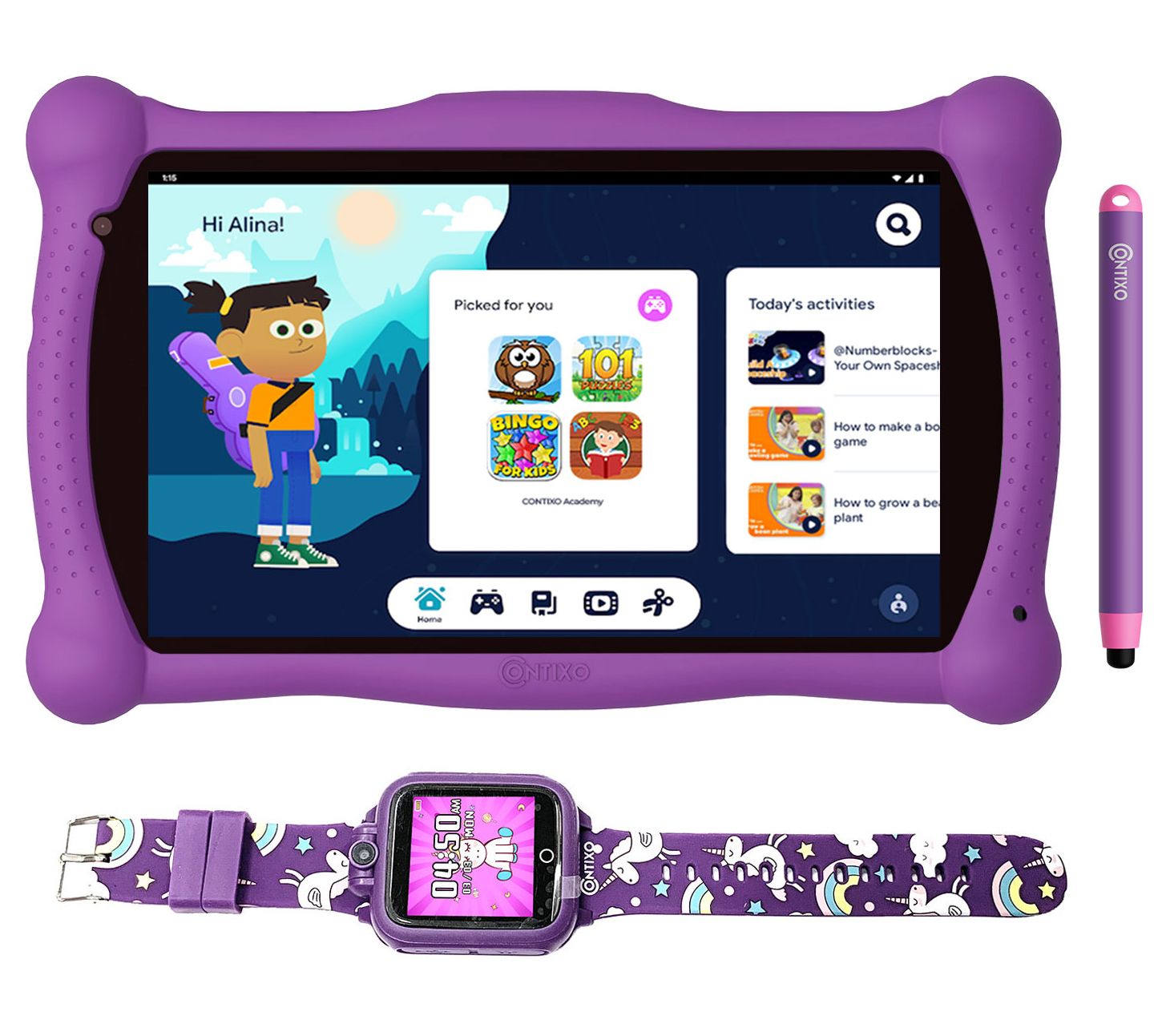 Contixo 7" 16GB Kids Tablet w/ Stylus & Smartwach