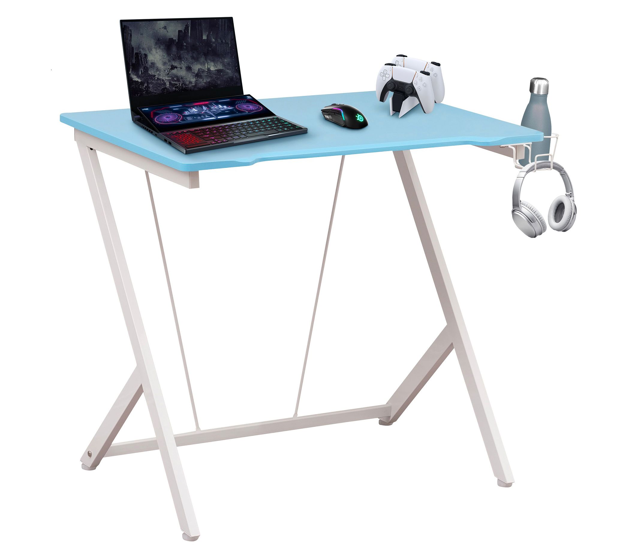 Techni Mobili Y-Shaped Modern Wood & Steel Kids Gaming Desk in