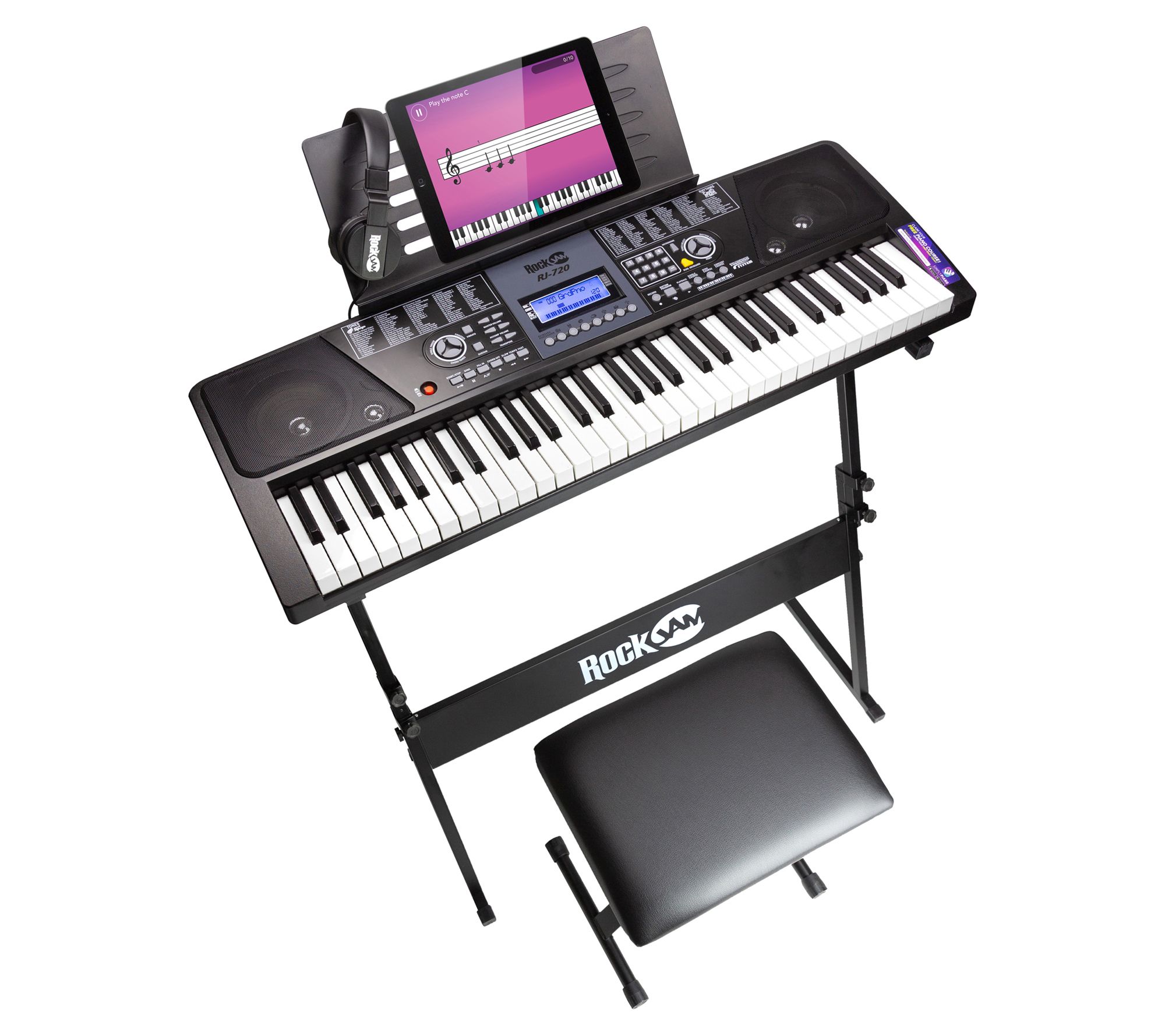 Super kit per pianoforte con tastiera a 61 tasti RockJamSuper kit per pianoforte con tastiera a 61 tasti RockJam  