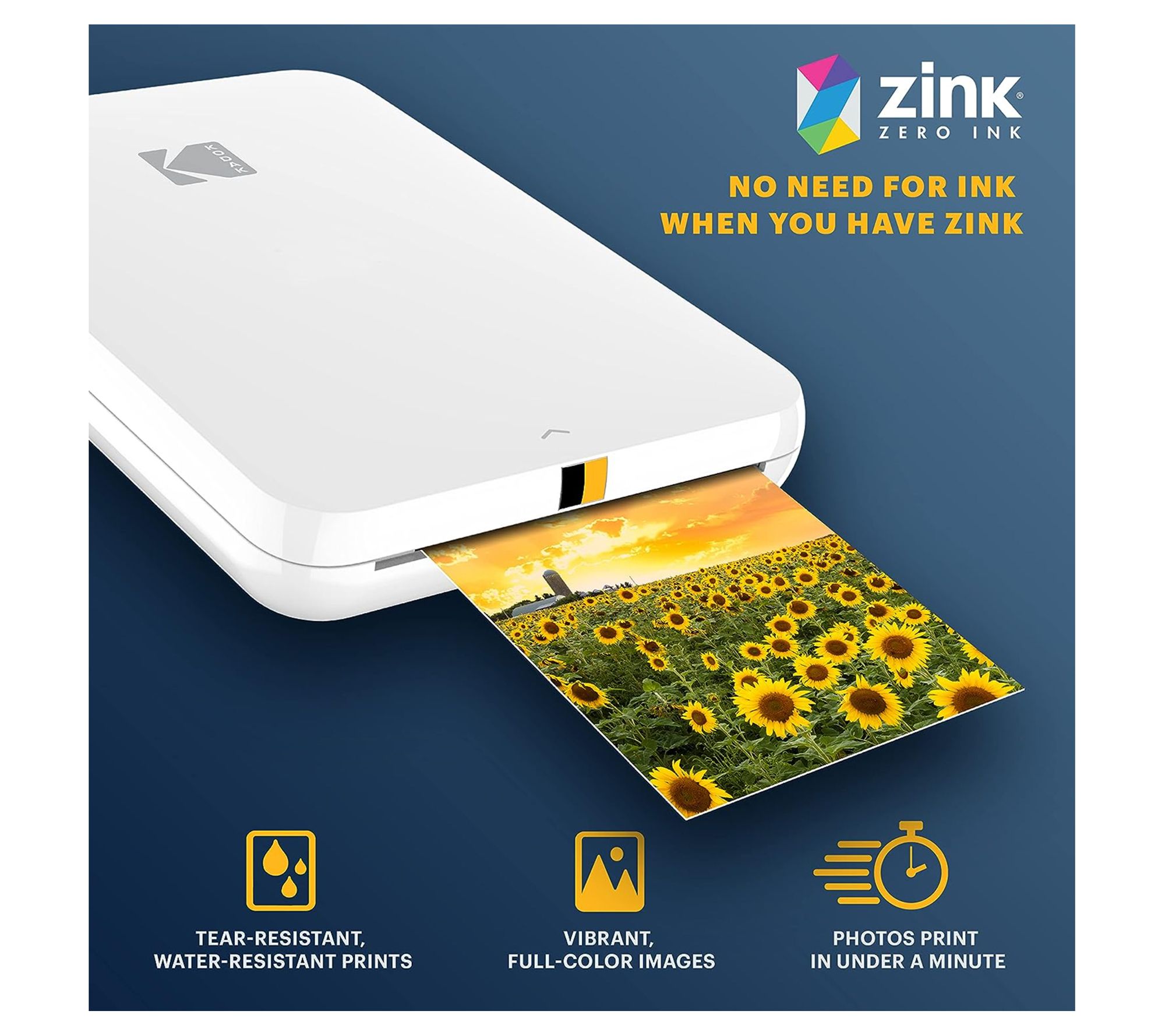 Kodak Step Slim Instant Mobile Photo Printer w/2x3 Zink Paper