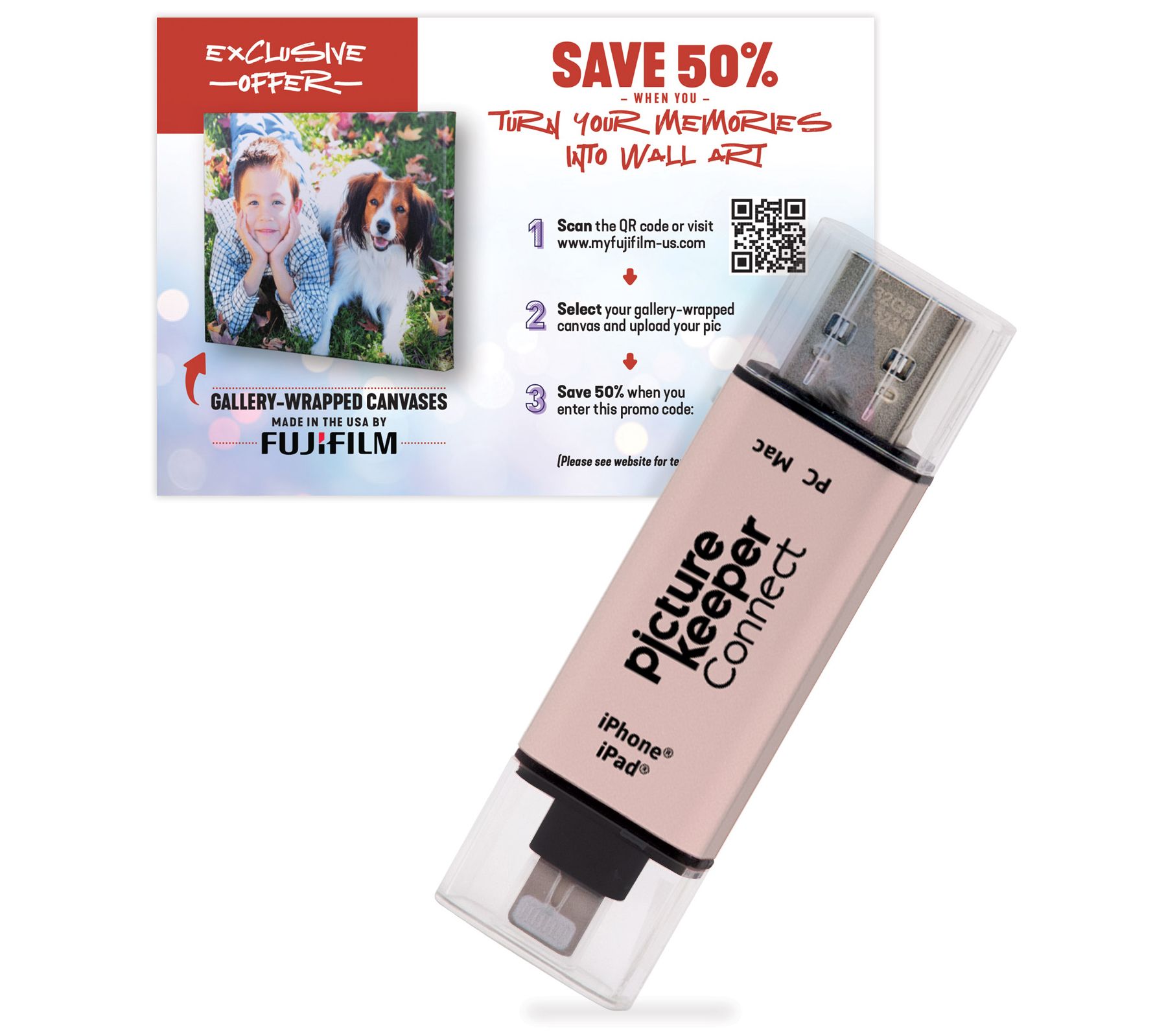 Picture Keeper Connect 128GB Digital Storage Device w/ Fuji Canvas Voucher
