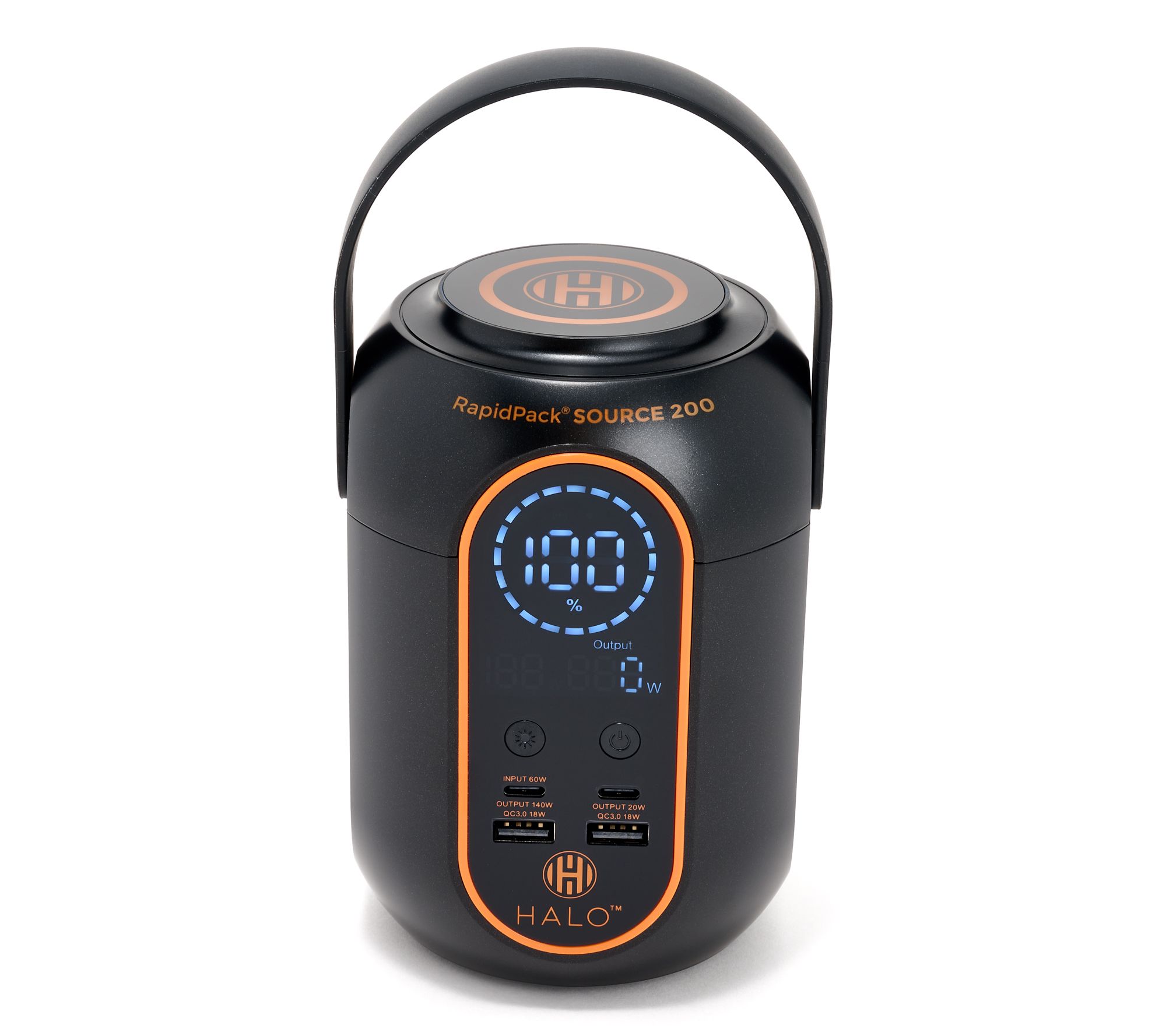 HALO_200Wh Mini Power Station with 4 Outlets and Wireless Charging Pad