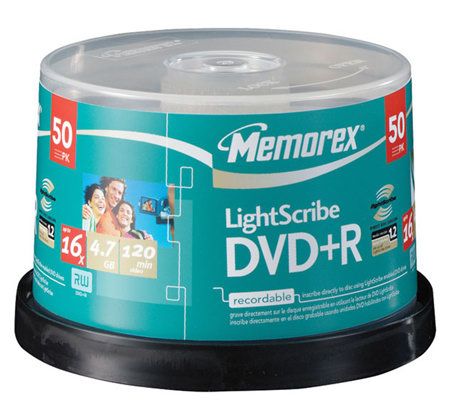 Memorex LightScribe 16X DVD+R Discs - 50-Pack Spindle — QVC.com