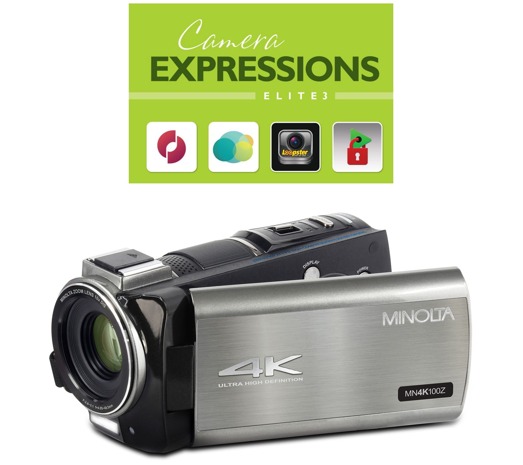 Minolta MN4K100Z_10x Optical Zoom HD Camcorder & 32GB SD Card