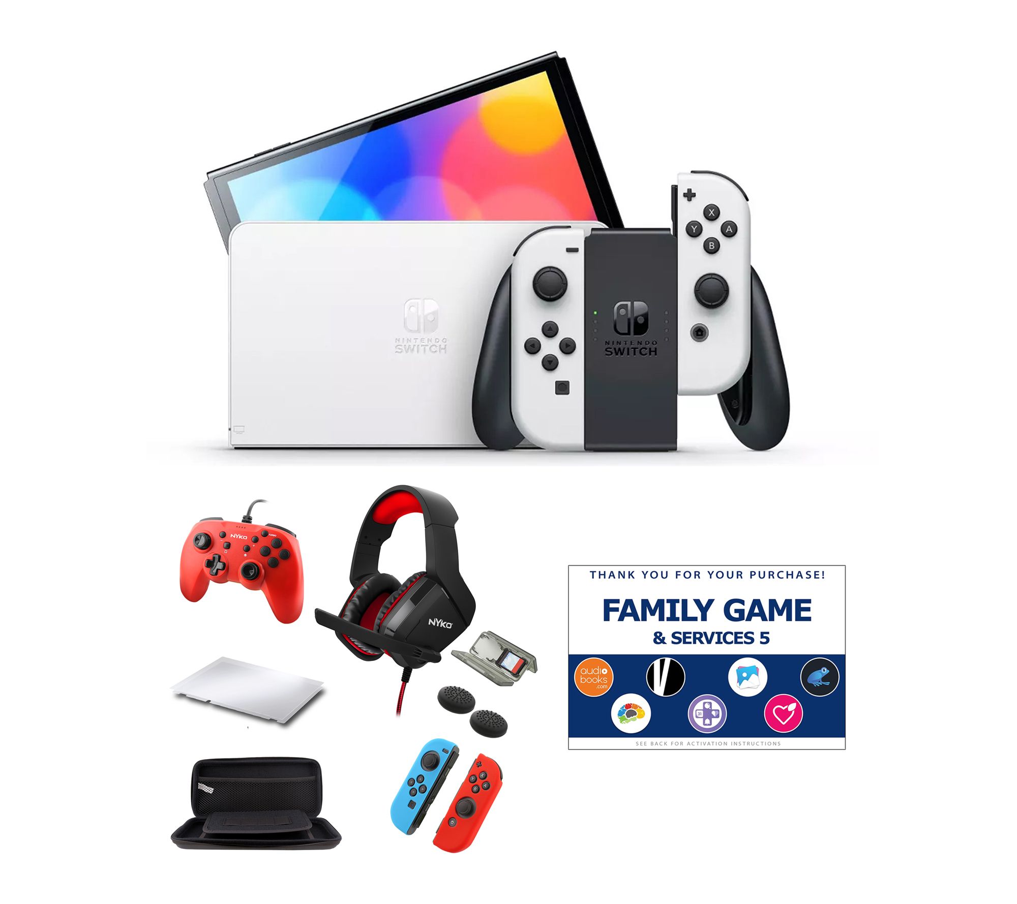 Nintendo Switch OLED in Neon with Accessory Kit& Voucher