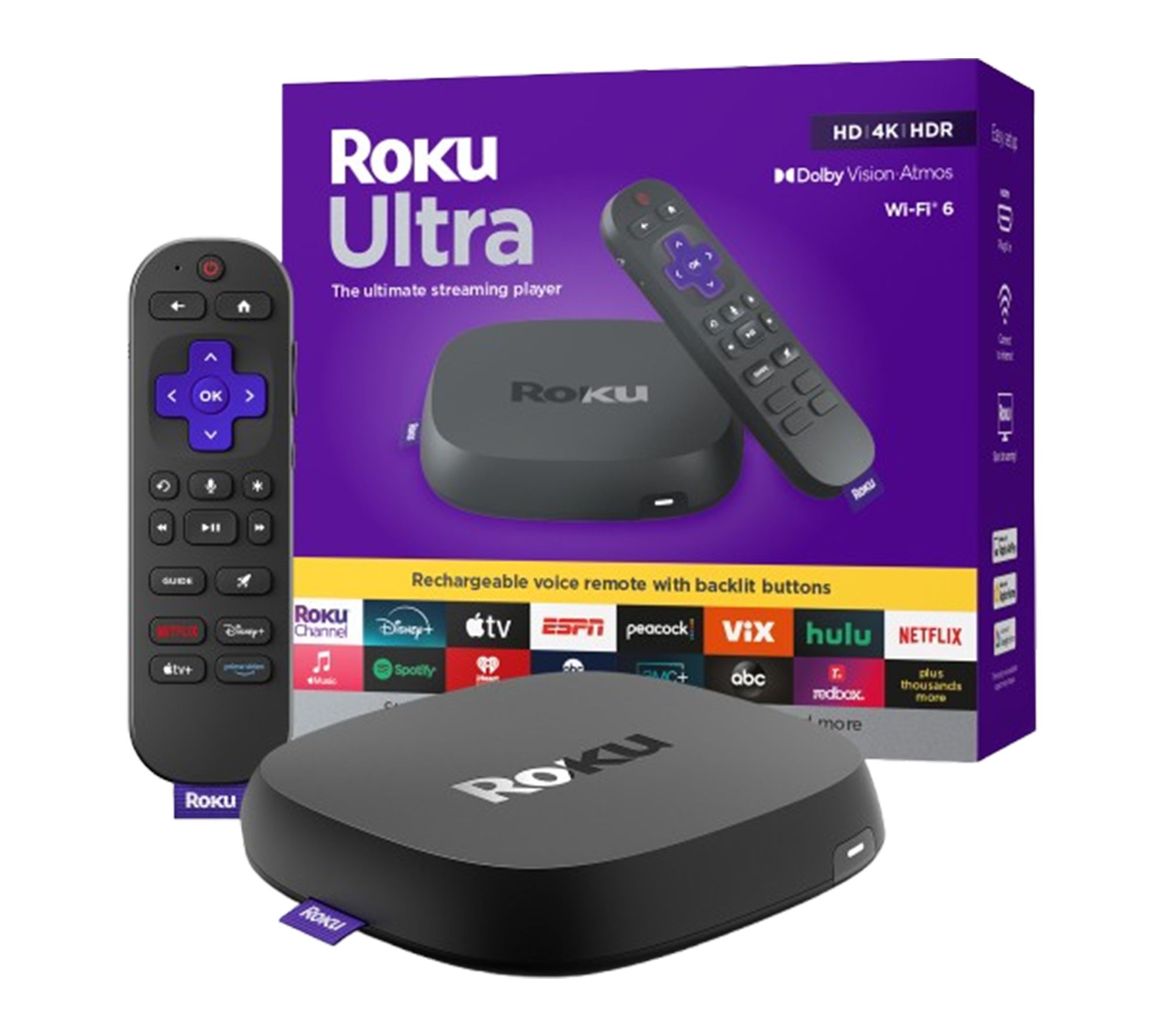 Roku Ultra 4K Streaming Player w/Voice Remote Pro