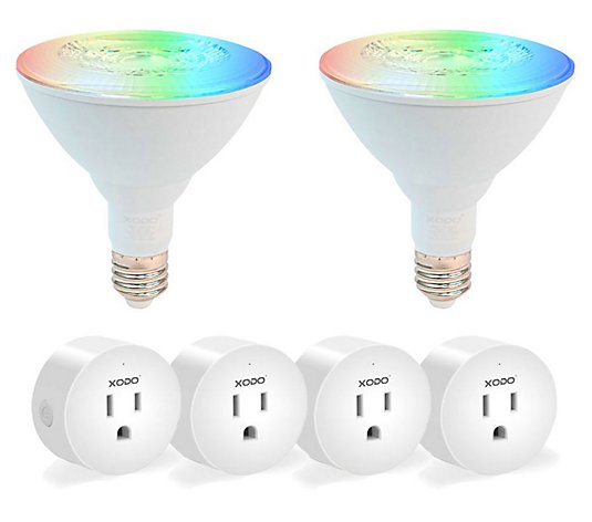 XODO Smart Home WiFi Bundle, 2 Smart Bulbs & 4Outlets LB2-WP1