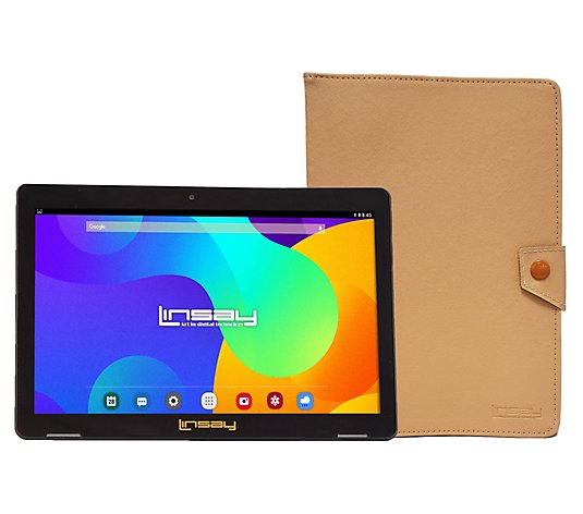 LINSAY 10" Android 12 Tablet w/ Leather Case