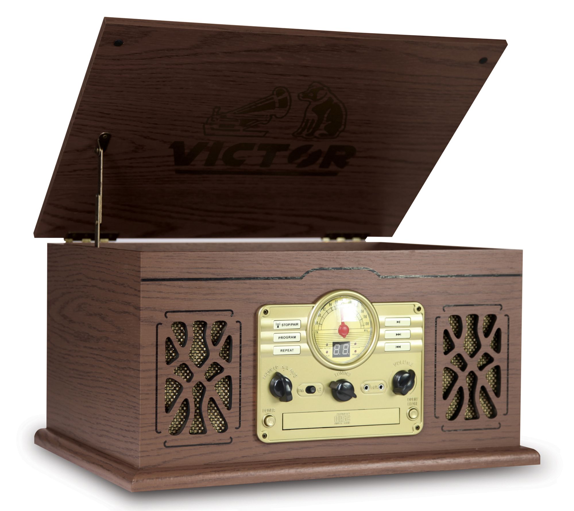 Victor State 7-in-1 Wood Music Center - QVC.com