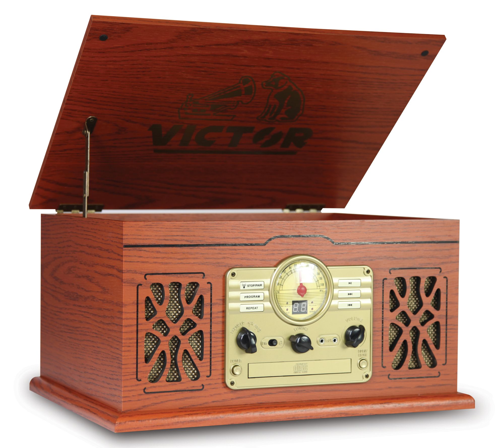 Victor State 7-in-1 Wood Music Center