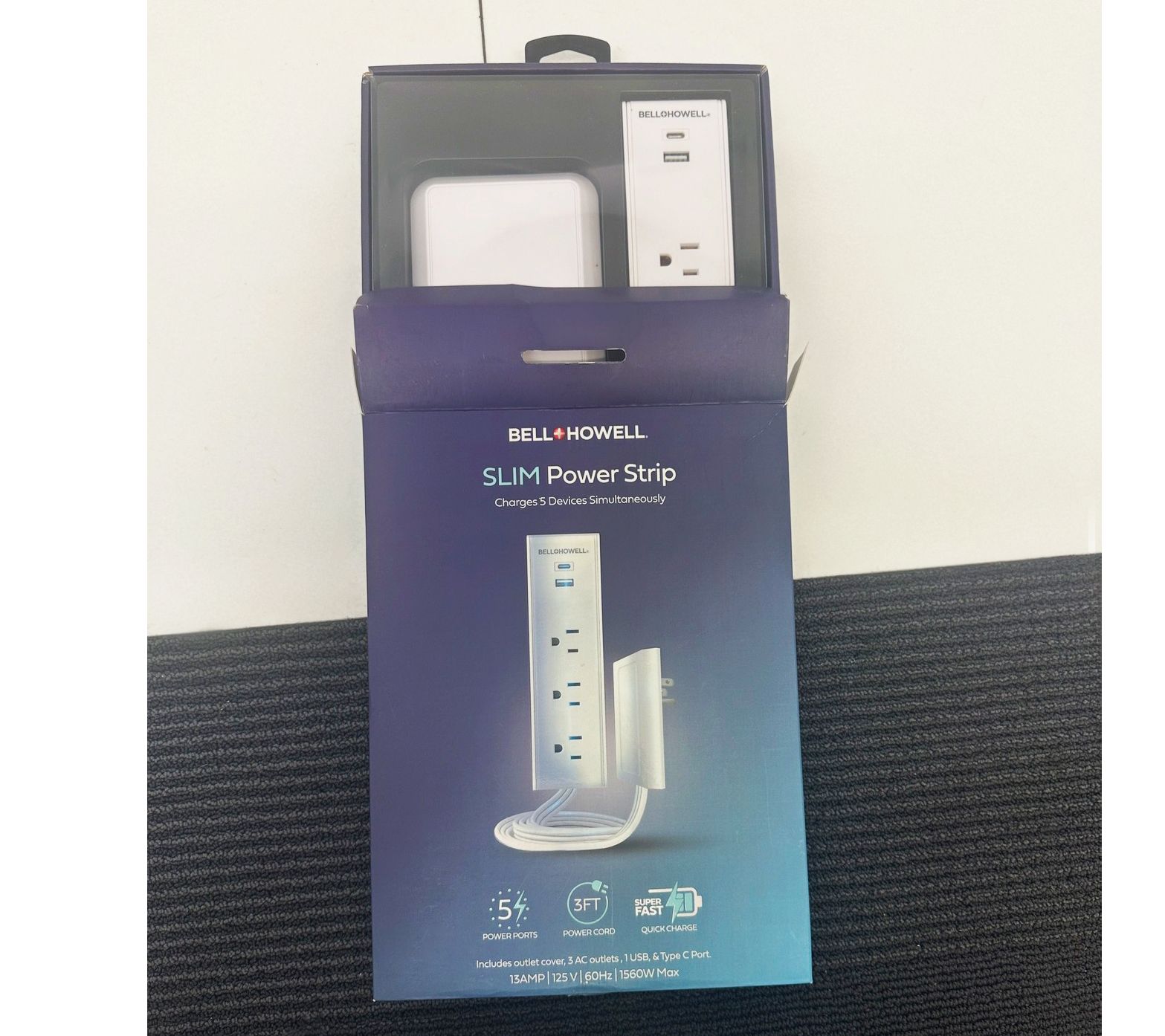 Bell+Howell Slim Power Strip 5-Device Quick Charge w Surge
