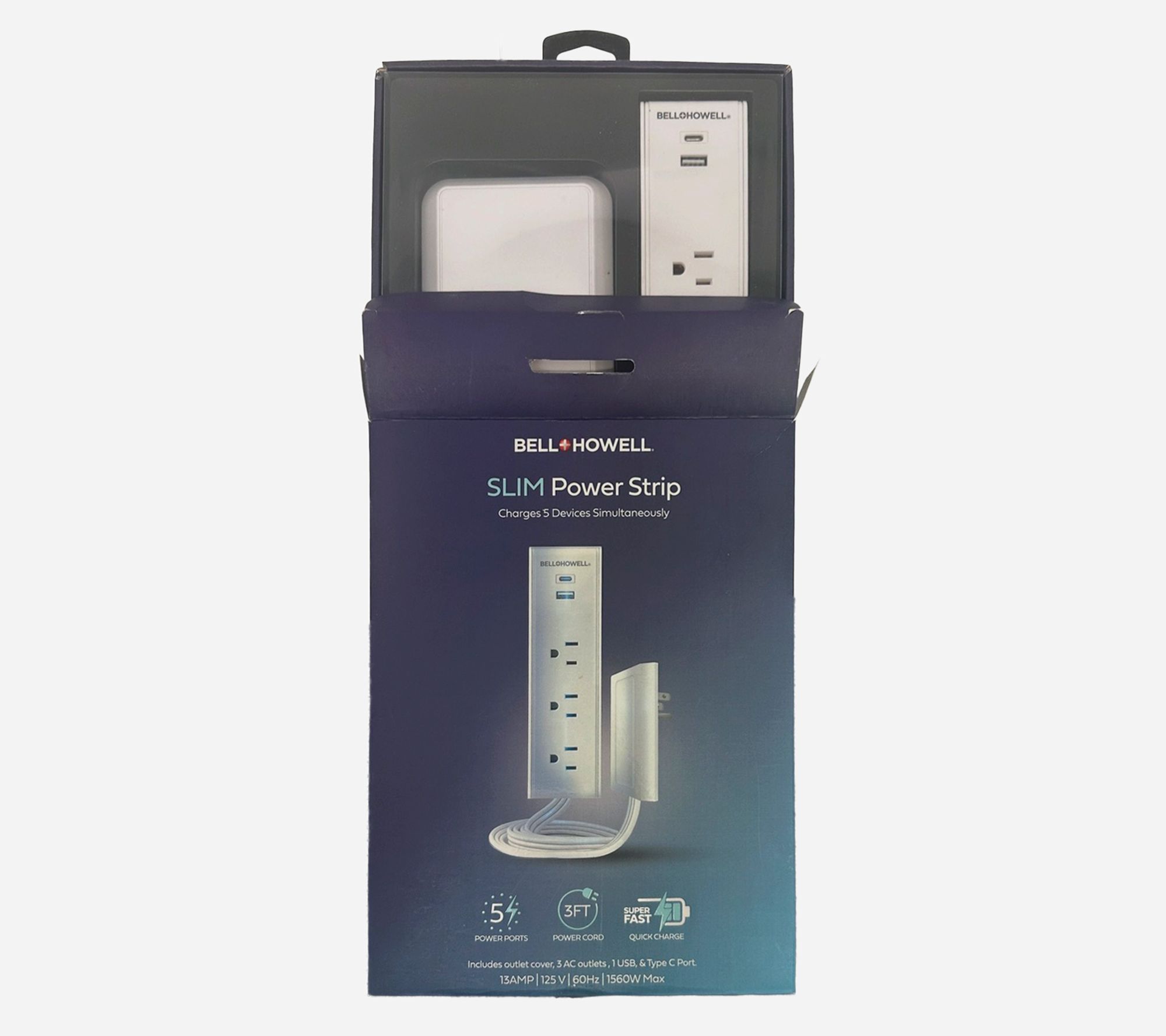 Bell+Howell Slim Power Strip 5-Device Quick Charge w Surge