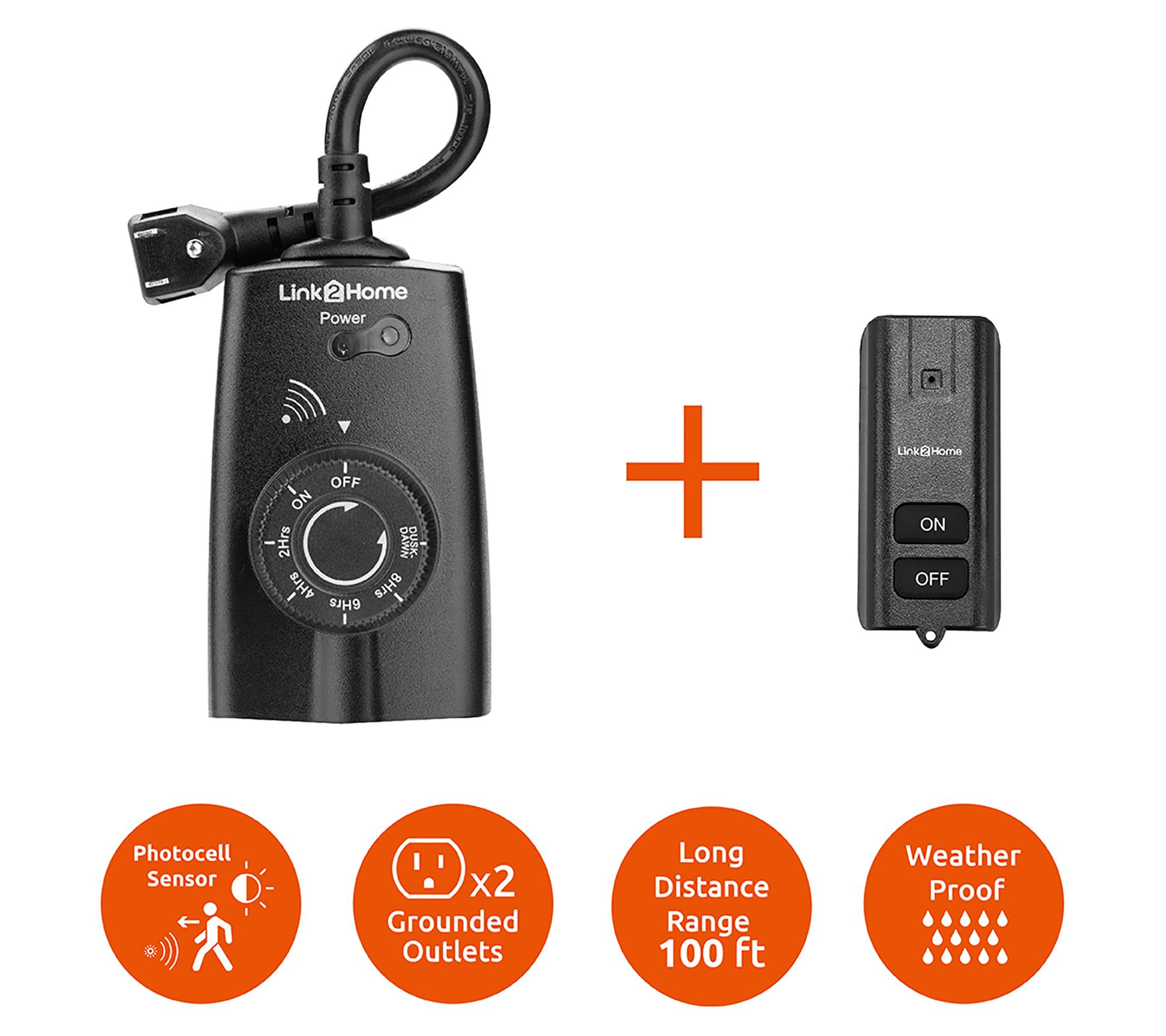 Link2Home Outdoor Wireless Remote Control Outlet with Timer