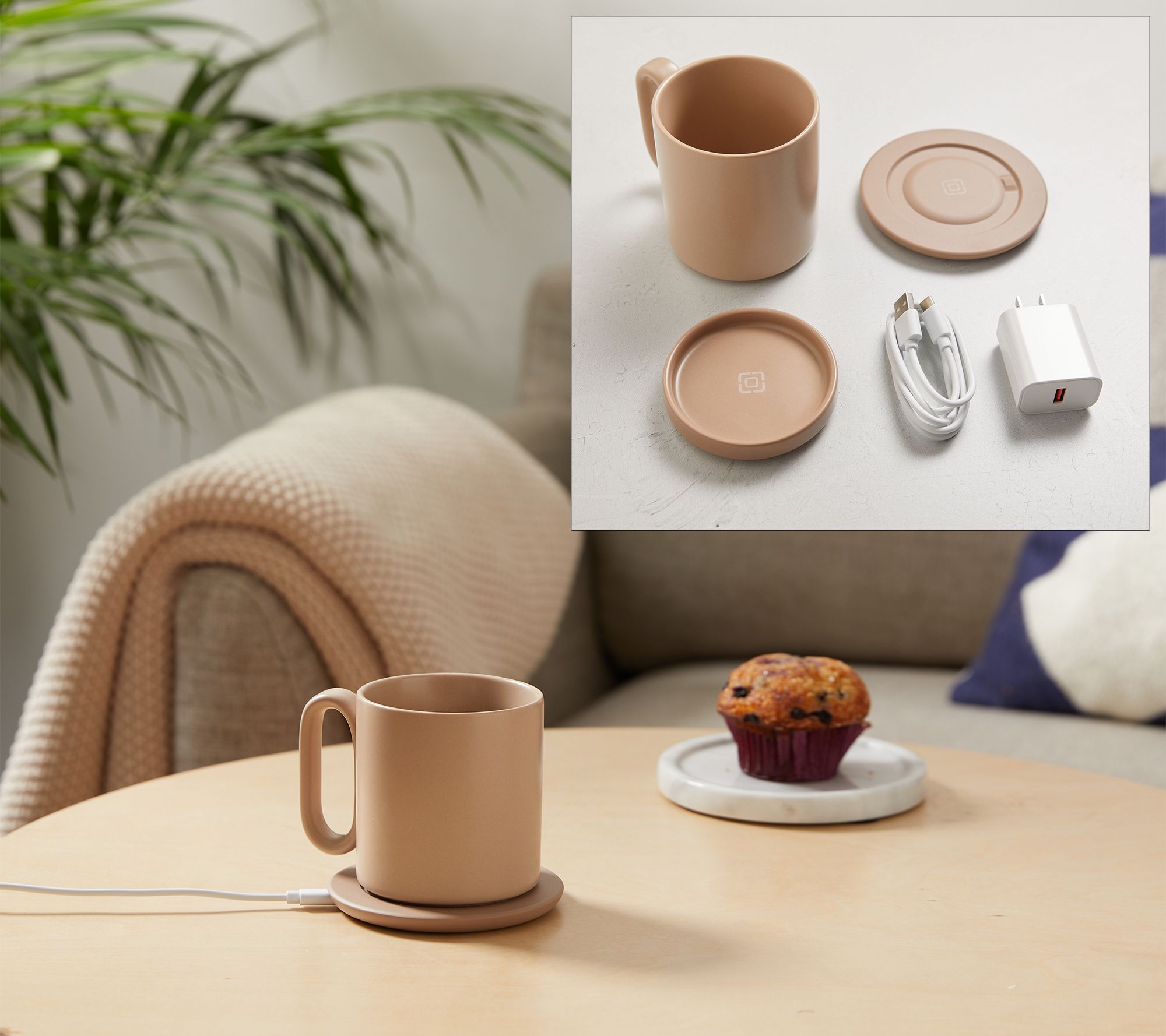 Incipio 15oz Mug Warmer Set with Lid & 15W Wireless Charging Pad