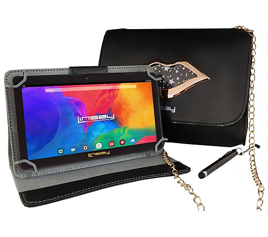 Linsay 7" 2GB RAM 32GB Tablet with Case, Fashion Handbag & Pen