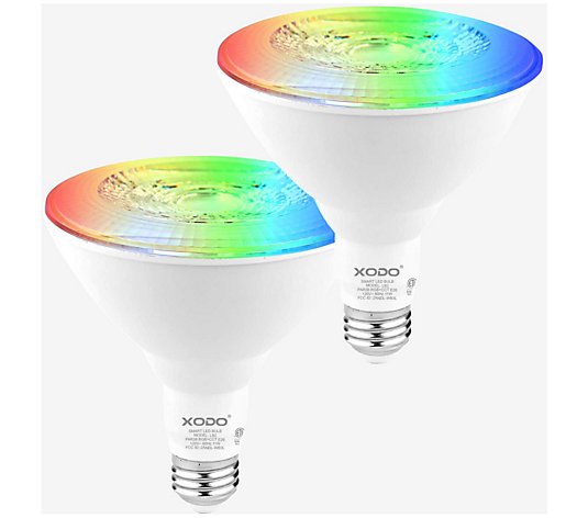 XODO Smart Floodlight LED Bulb 2-Pack Multi-Color WiFi E26 11W
