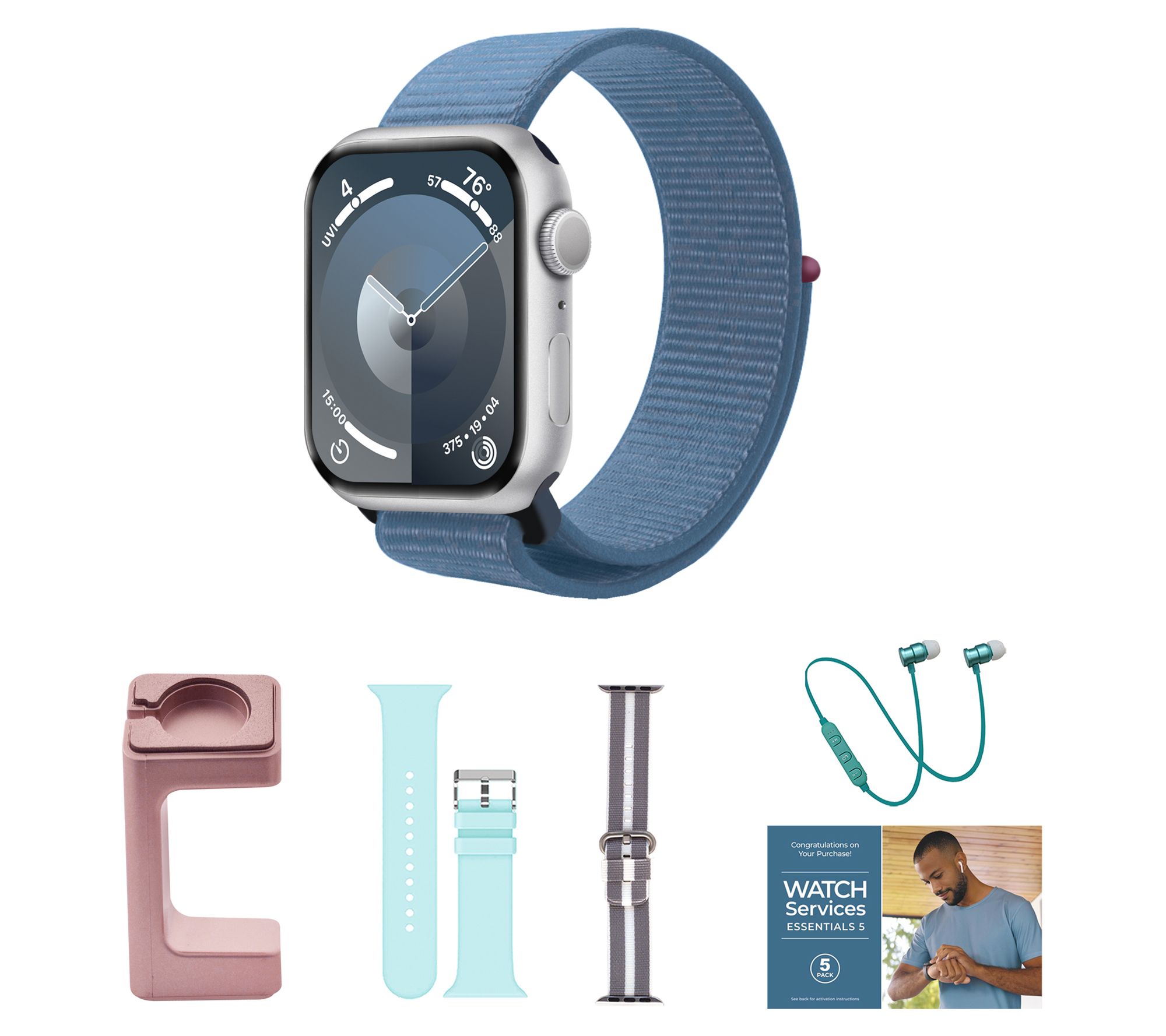 Apple Watch Series 9 45mm Sport Loop GPS Smartwatch Bundle
