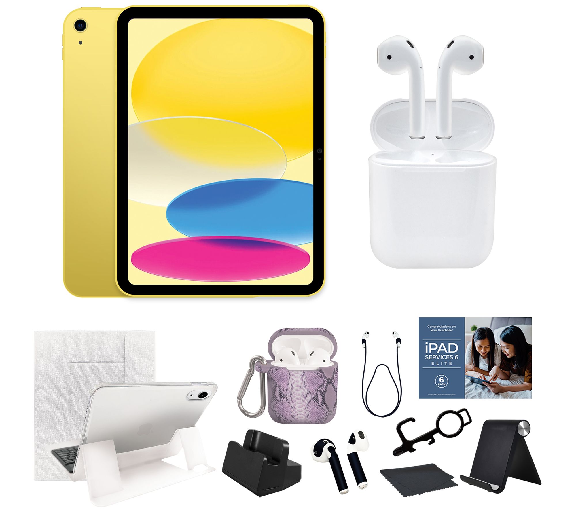 Apple iPad 10.9" 10th Gen 64GB Wifi w AirPods 2nd Gen Bundle