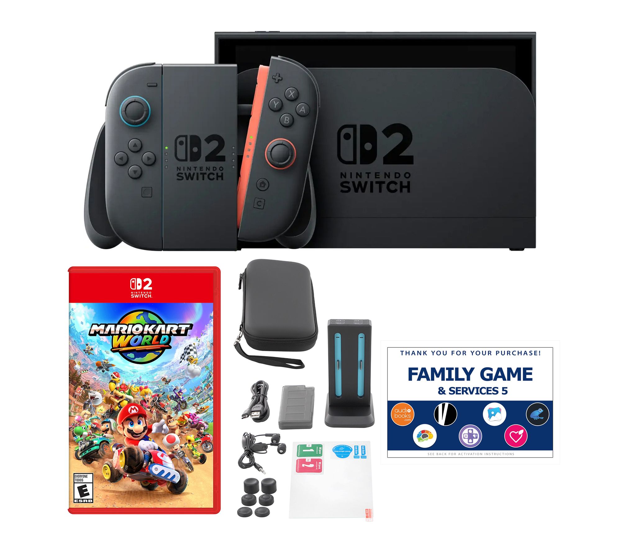 Nintendo Switch 2 with MarioKart World, Accessories Kit & Comb