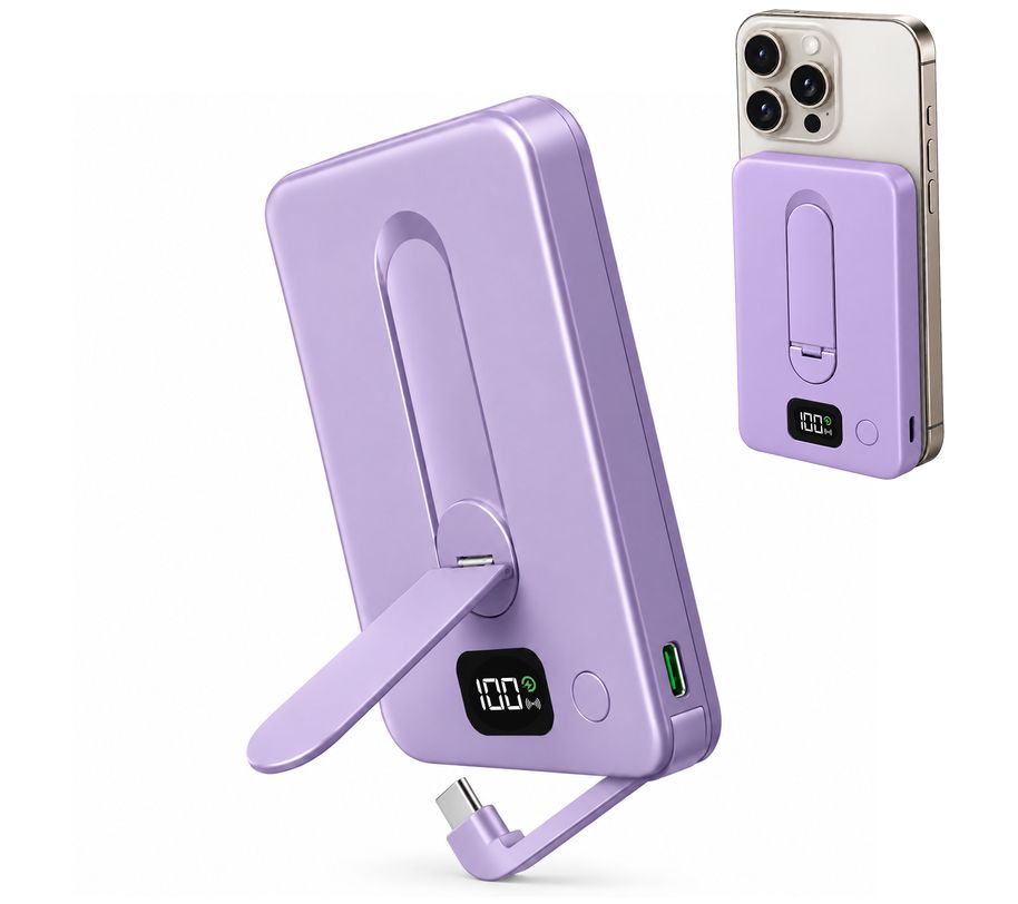 Limitless 5,000mAh Slim Wireless Power Bank with Built In Cable