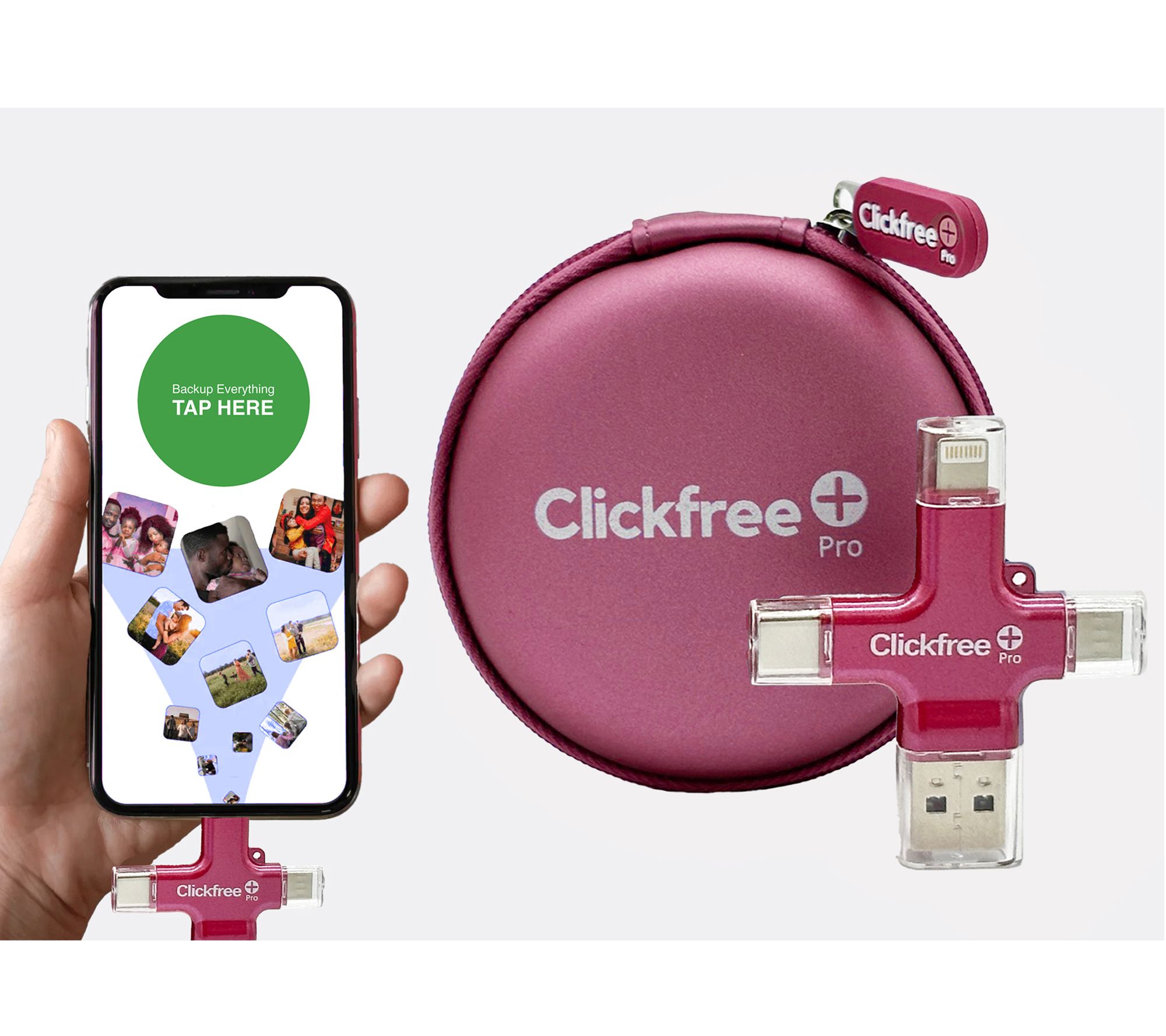 Clickfree Pro 128GB Universal Photo & Video Saver w/Case & 100 AI Credits