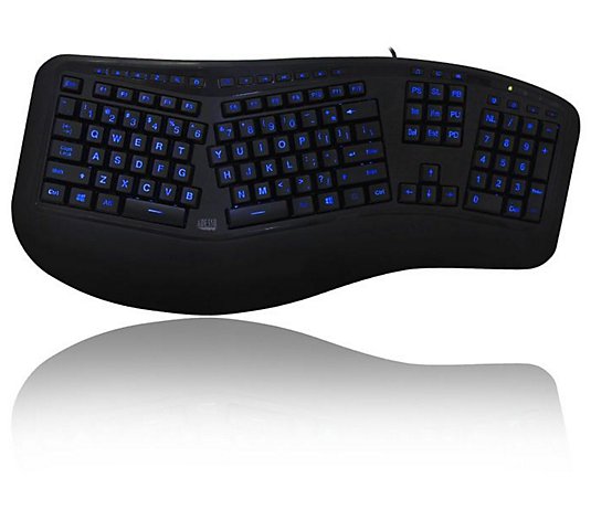 Adesso TruForm 3 Color Illuminated Ergonomic Keyboard