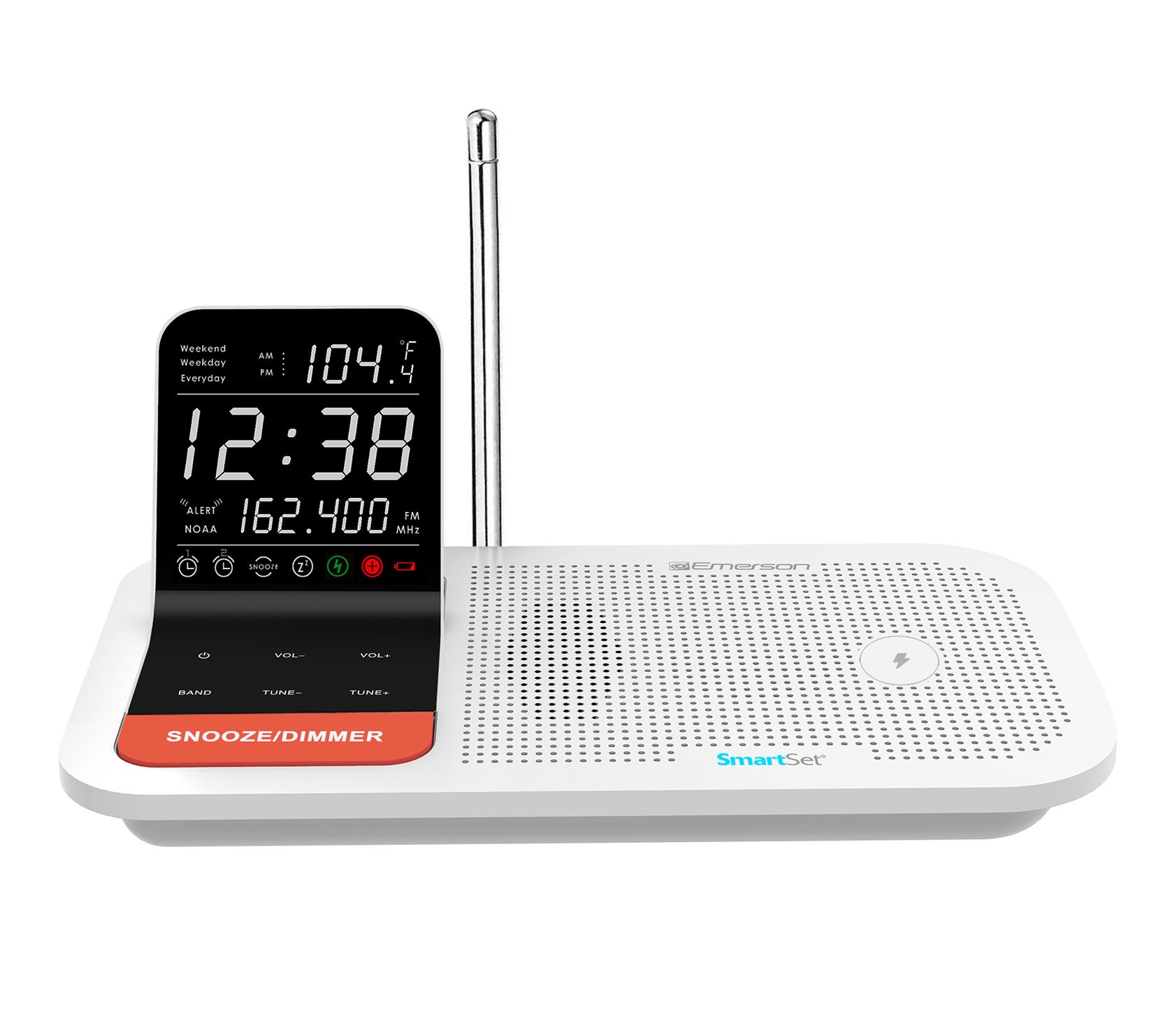 SmartSet Weather Band Dual Alarm Clock Radio 15W Charging