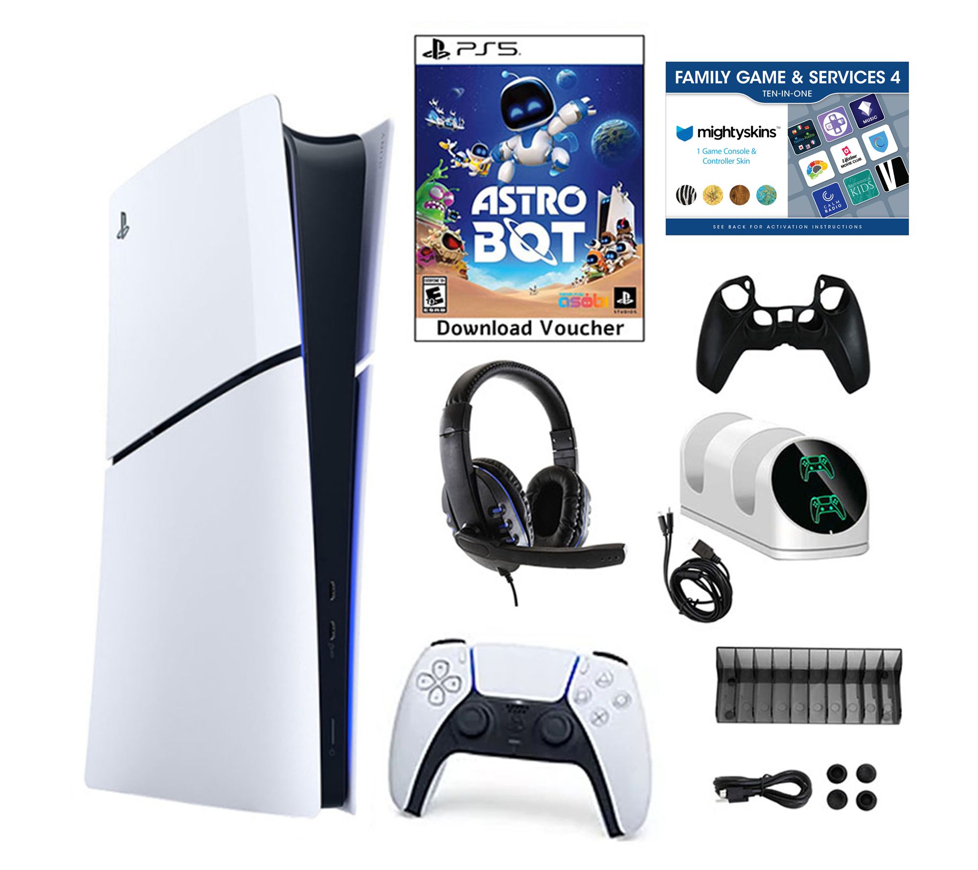 PS5 Slim Digital Astro Bot Console with Accessories Kit & Vouc