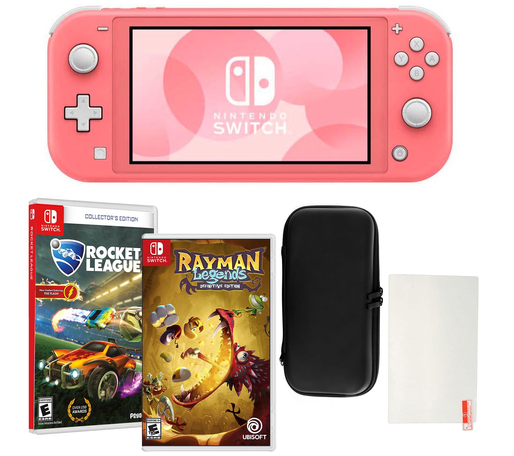 Nintendo Switch Lite w/ Games, Case  Glass Screen Protector