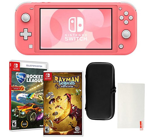 Nintendo Switch Lite w/ 2 Games, Case & Glass Screen Protector