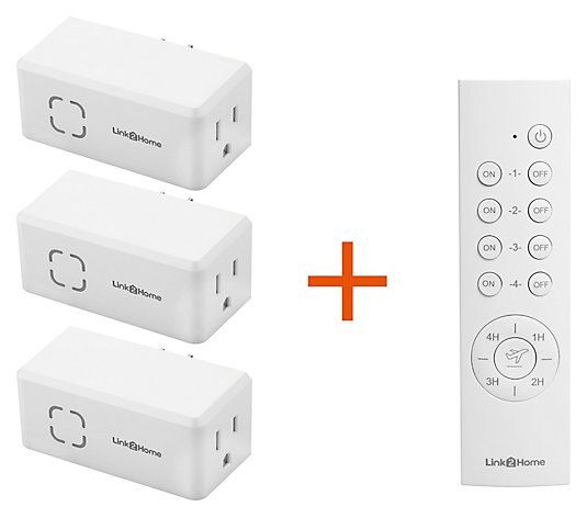 Link2Home 3 Wireless Indoor Outlet Switches w/Timer & Remote 