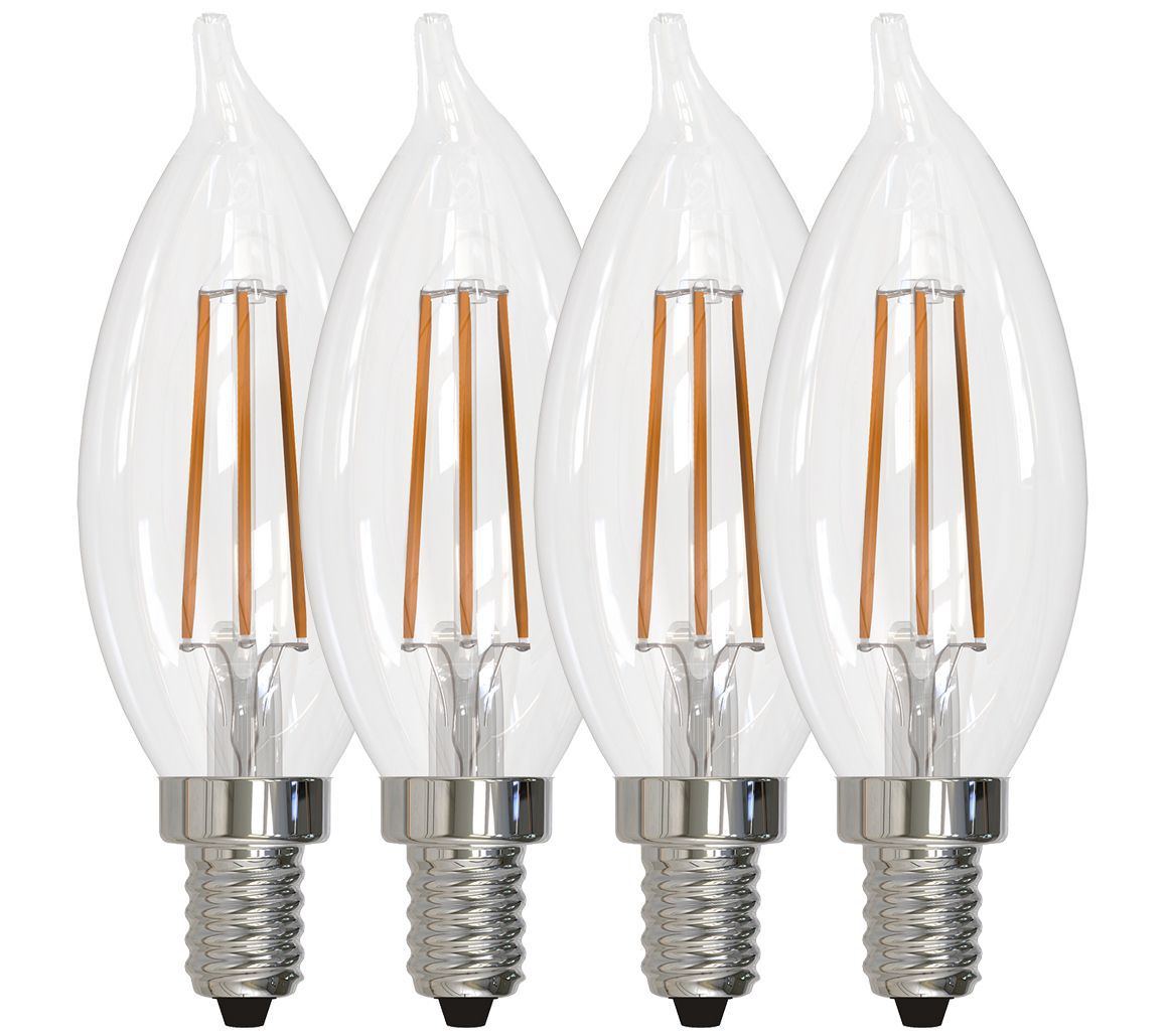 Bulbrite 4.5W Warm White CA10 LED Chandelier Light Bulbs, 4PK
