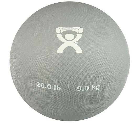 CanDo Soft Pliable Medicine Ball - 9 in Diam -Silver - 20 lb