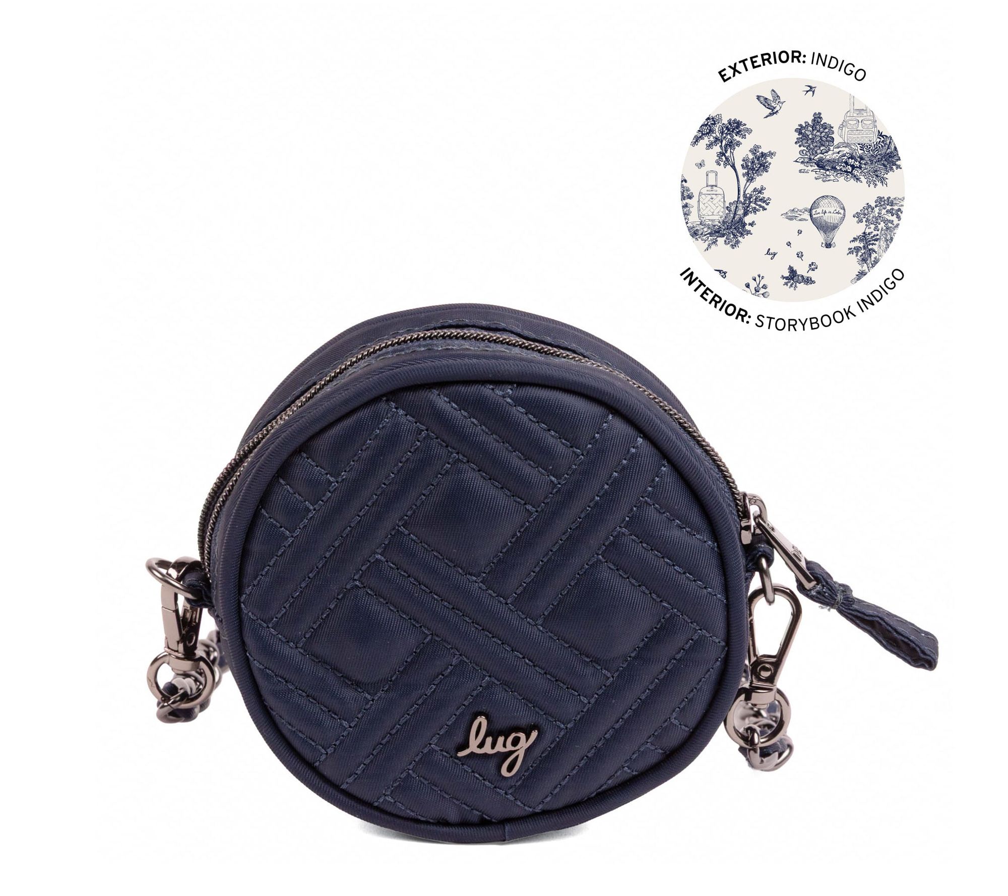 Lug Round Quilted Pouch with Chain Strap - Wagon Wheel