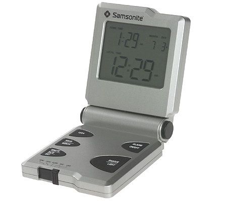 Samsonite Dual Time LCD Travel Alarm Clock - QVC.com