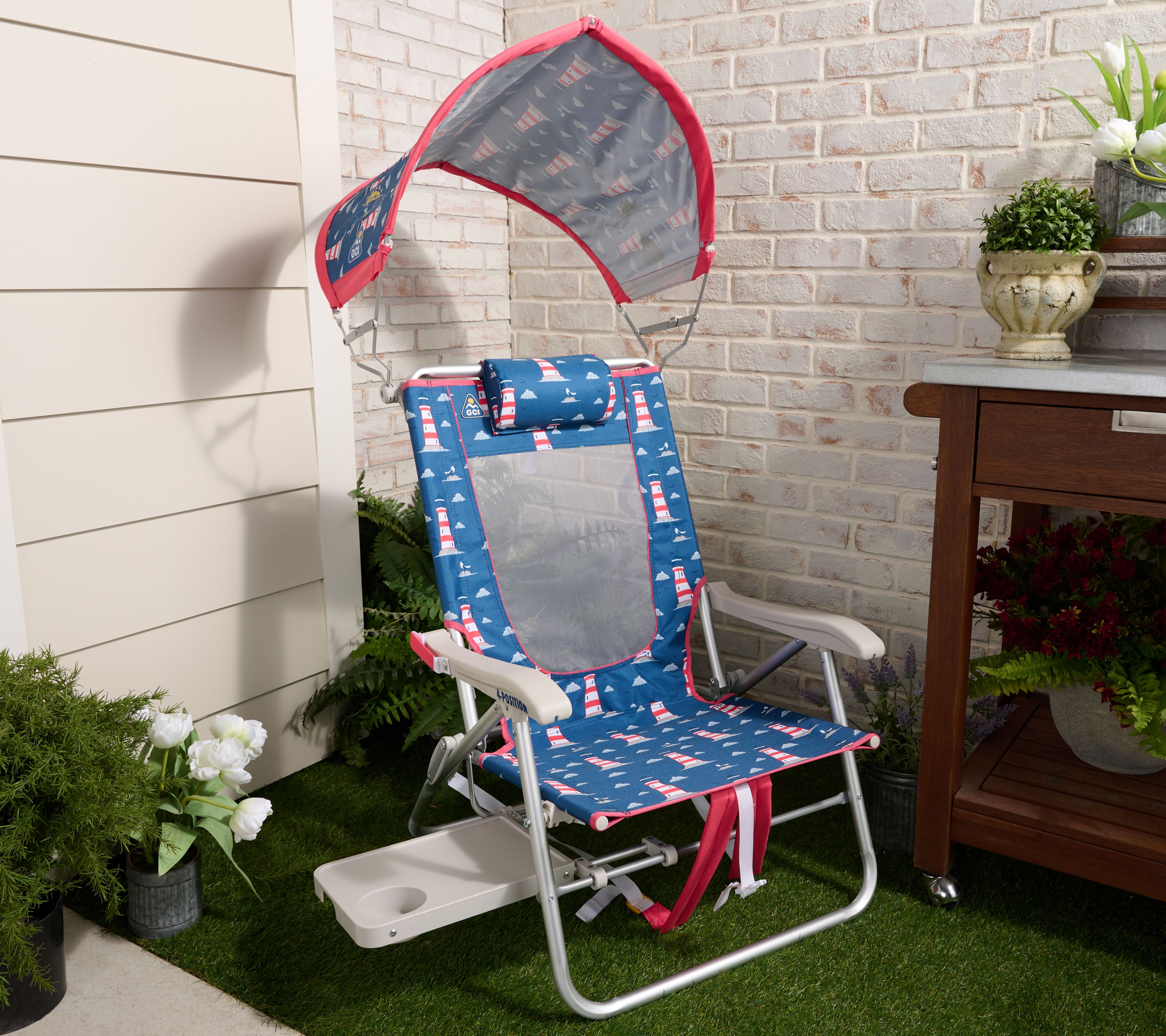 GCI Outdoor Big Surf Beach Chair with Tray & Sunshade