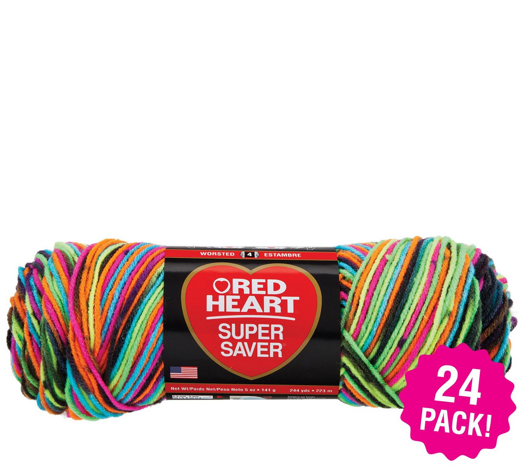Red Heart Multipack of 24 Blacklight Super Saver Yarn ...