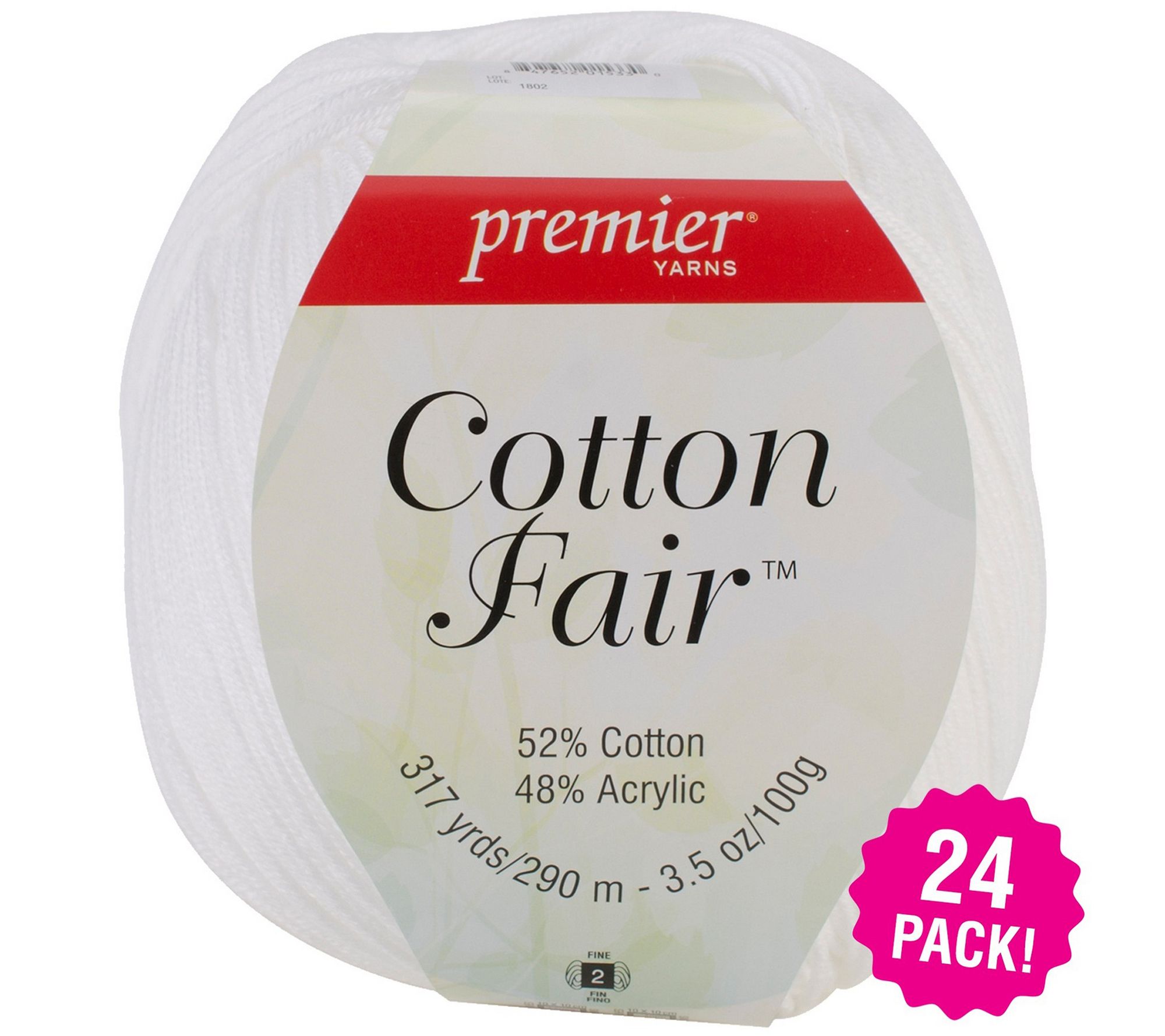 Premier Yarns Multipack of 24 White Cotton FairSolid Yarn