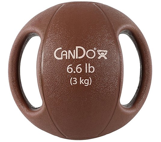 CanDo Molded Dual Handle Medicine Ball - 6.6 lbs - Tan