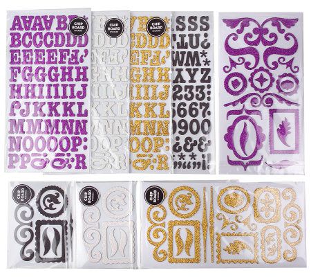 American Crafts Glitter Accents and Alphabet Chipboard 